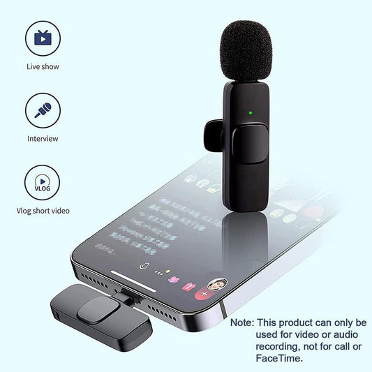 Profesional K9 Wireless Microphone Comes With The USB Type-C And A Lighting Adapter. This Pack Of 2 Mircrophone Features Auto Noise Reduction For Record High Quality Sound And Videos.