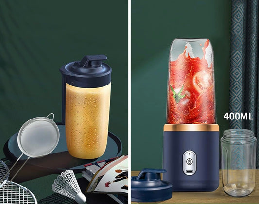 Portable Mini Blender With 6 Stainless Blades, Cup And Mesh Strainer. Holds 400ml With Micro-USB Charger. Perfect For Shakes And Smoothies On-The-Go. (Dark Blue)