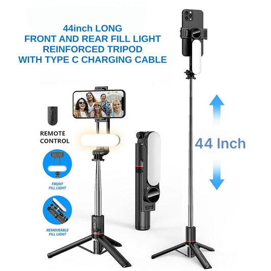 Selfie Stick Tripod With A Detachable Fill Light, USB To Type-C Cable, Detachable Wireless Remote, Stable Tripod Design To Capture Your Images From A Wide Rage