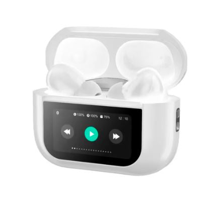 New 2024 PRO TWS with Touch Screen Earbuds, That Control Your Music And Videos. Have Active Noise Cancellation, IPX 7 Water Resistance, Bluetooth 5.3, And Have Touch Control On Earbuds With USB-Type C Charging Case
